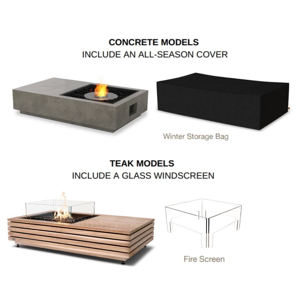 EcoSmart Fire Manhattan 50 Compact Fire Pit Table with cover and wind screen