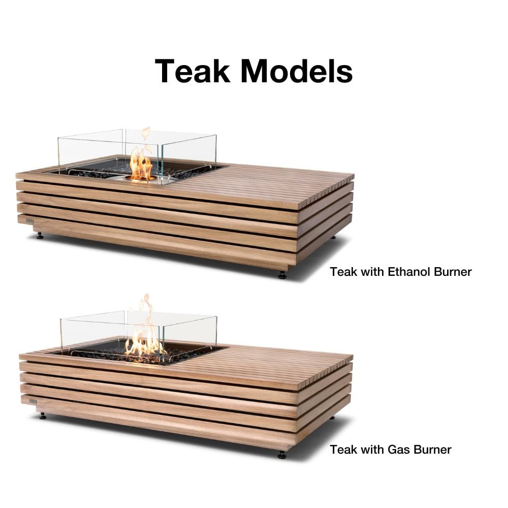 EcoSmart Fire Manhattan 50 Compact Rectangular Fire Pit Table Teak Models