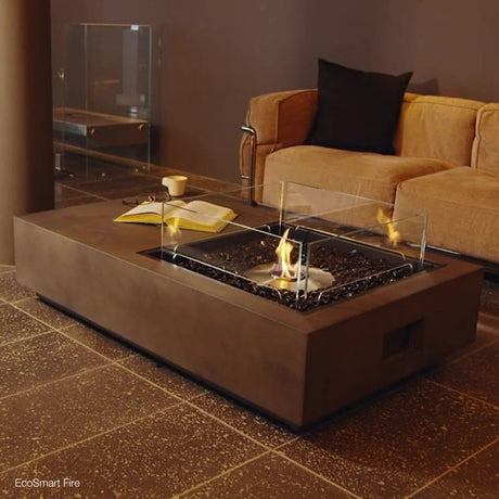 EcoSmart Fire Manhattan 50 Compact Rectangular Fire Pit Table in living room