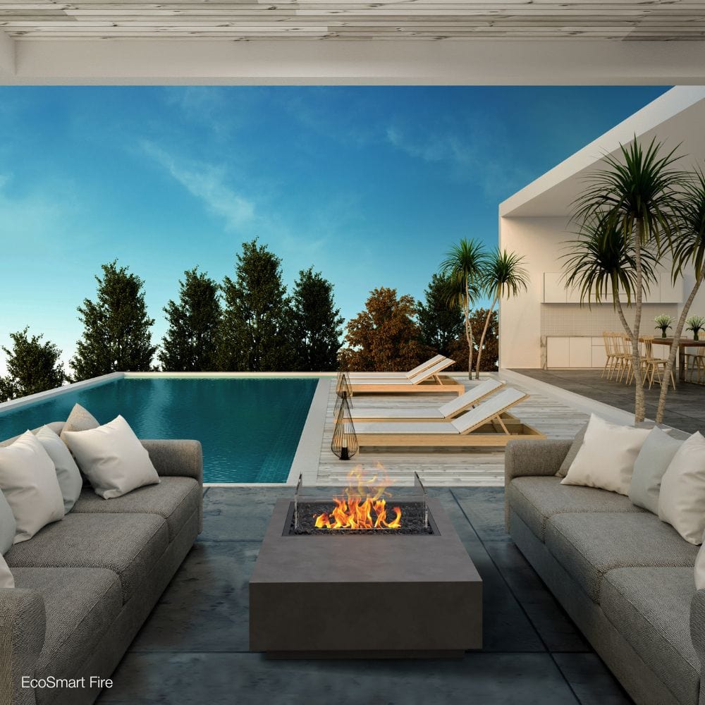 EcoSmart Fire Manhattan 50 Rectangular Fire Pit Table with gas burner in patio