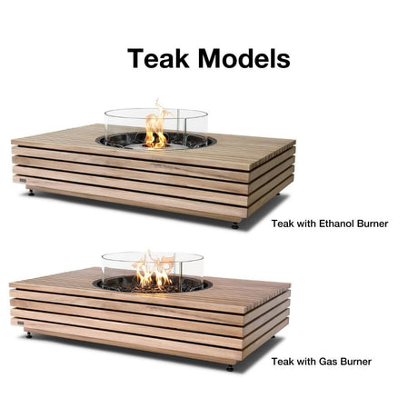EcoSmart Fire Martini 50-Inch Rectangular Fire Pit Table teak models