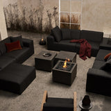 EcoSmart Fire Sidecar 24-Inch Square Fire Pit Table in Graphite, along with the Cube Side Table, provides an aerial view in the living room