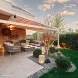 ecosmart fire wharf ethanol fire pit table under a pergola