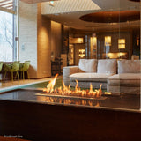 EcoSmart Fire XL700 Ethanol Fireplace Burner in a hotel lobby