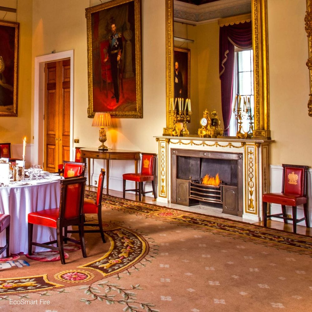 EcoSmart Fire XL500 Ethanol Fireplace Burner in a fireplace opening