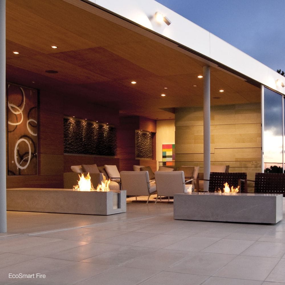 EcoSmart Fire XL700 Ethanol Fireplace Burner installed in customized fire pits