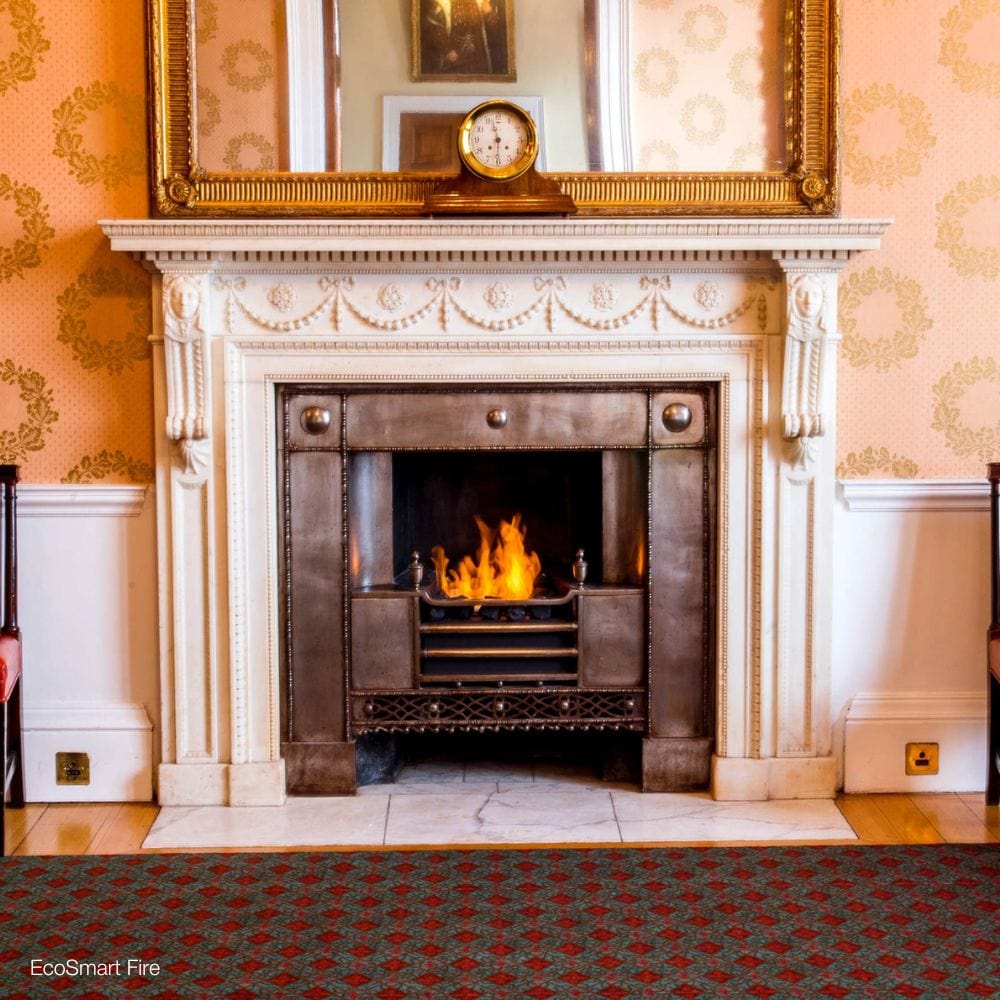 EcoSmart Fire XL500 Ethanol Fireplace Burner as a custom fireplace in a living room