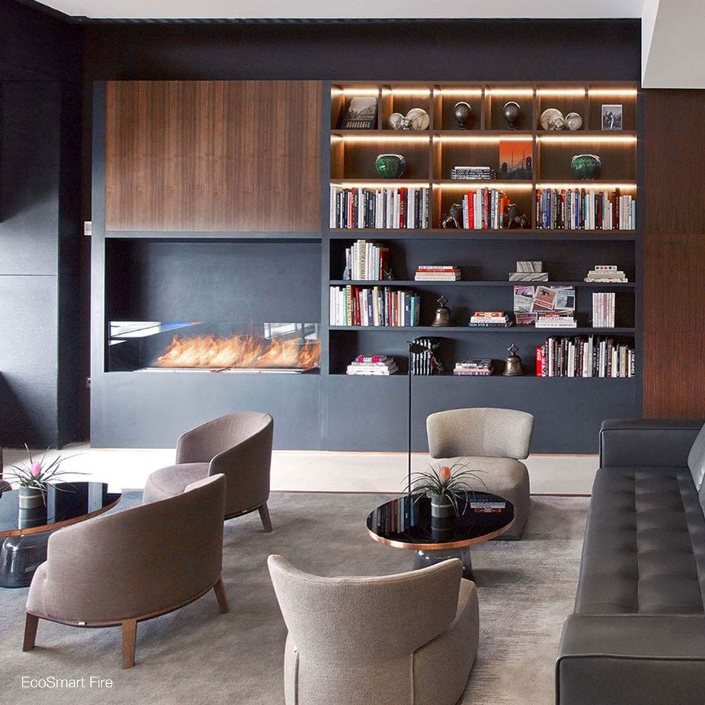 EcoSmart Fire XL500 Ethanol Fireplace Burner installed in a shelf