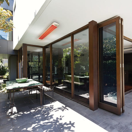 Eurofase 6000W 61-Inch Dual Element Infrared Electric Heater in a contemporary patio