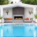 Fire Garden Linear Vent-Free Outdoor Natural Gas Fireplace by the pool