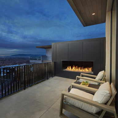 Fire Garden Linear Vent-Free Outdoor Natural Gas Fireplace on a terrace