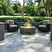 Fire Garden Voracious Fire Round Gas Fire Pit Burner in a customized brick fire pit