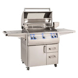 Fire Magic Echelon E660s Portable Gas Grill with Analog Thermometer - hood open