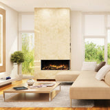 Flamerite E-FX 3-Sided Built-In Electric Fireplace in a bright living room