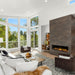 Flamerite E-FX 1300 3-Sided Electric Fireplace in a white and airy living space