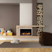 Flamerite E-FX SL750 Built-In Smart Electric Fireplace on a ledge near a mat