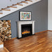 Flamerite Europa Suite 54-Inch Free Standing Electric Fireplace installed under a staircase by the dining room