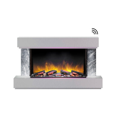 Flamerite Milan Suite 47-Inch Wall-Mounted Electric Fireplace with Floating Mantel (FLR-FP-SUITE-MILAN1200-GREY)