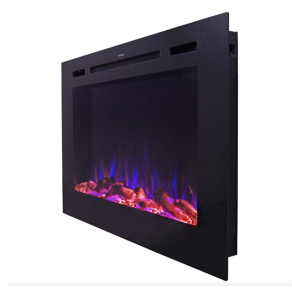 Touchstone Forte Steel 40-Inch electric fireplace, side view
