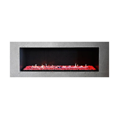 Grand Canyon Bedrock II Ventless Linear Drop-In Burner, installed in firebox, Front