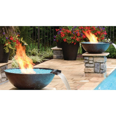 HPC 31-Inch Tempe Copper Gas Fire and Water Bowls by the pool