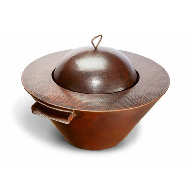 HPC 32-Inch Mesa Round Copper Gas Fire and Water Bowl with copper cover