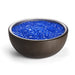 HPC 35-Inch Aluminum Gas Fire Bowl with walnut finish and blue fire glass