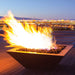 HPC 40-Inch Sedona Square Copper Gas Fire Bowl on a deck