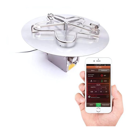 HPC Round Flat Torpedo Gas Fire Pit Insert with Hi/Lo Smart Electronic Ignition App