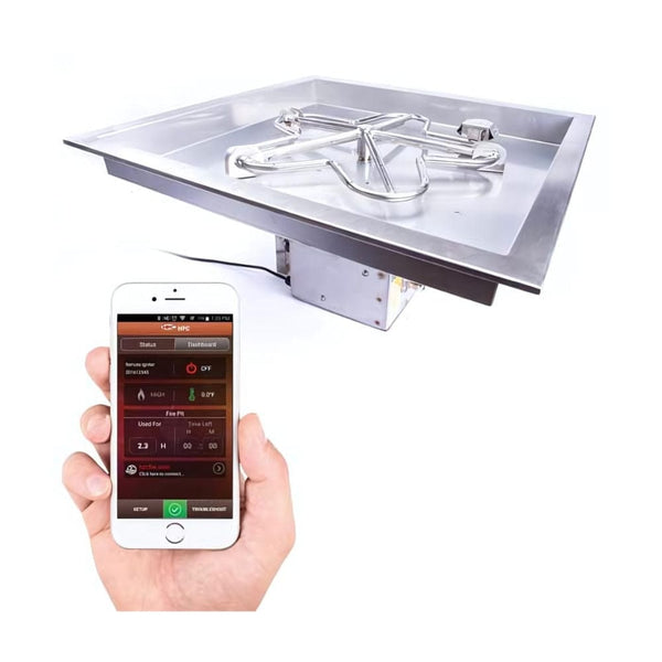 hpc square torpedo gas fire pit insert with app