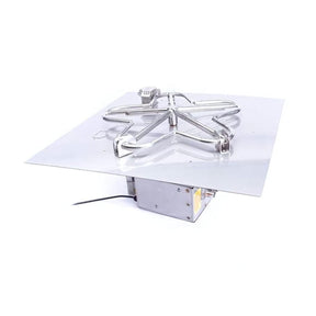 HPC Square Flat Torpedo Gas Fire Pit Insert with Hi/Lo Smart Electronic Ignition - front view