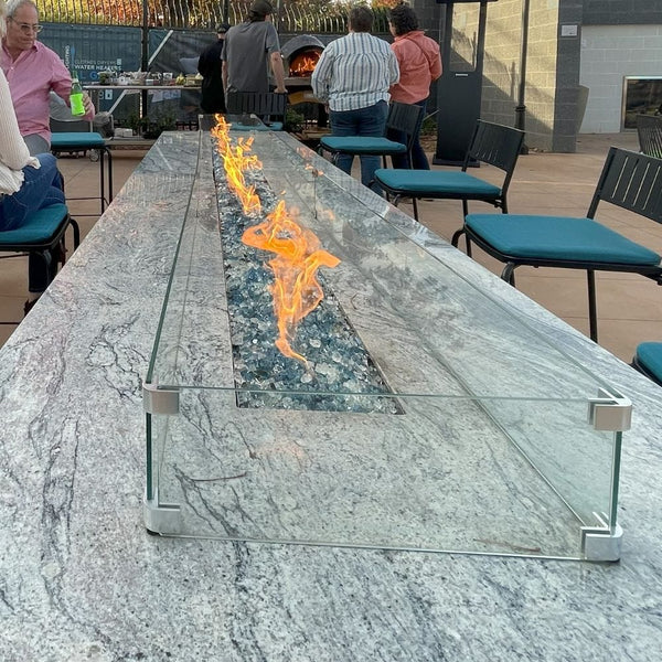 wind guard installed on hpc fire pit