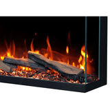 Close view of the Touchstone Forte Infinity Pro 40-Inch flame and ember bed