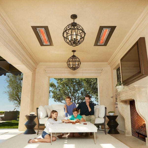 Infratech CD Series Dual Element Infrared Electric Heaters Flush Mounted with Family - close-up view