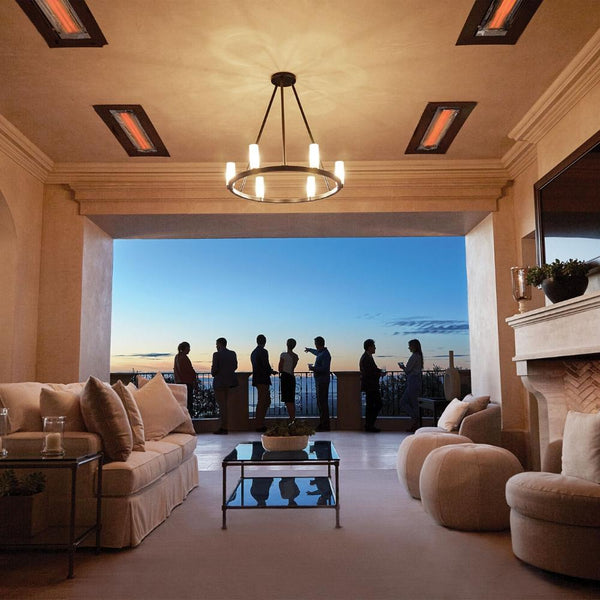 Infratech CD 6000W Dual Element Infrared Electric Heater in parties or gatherings - close-up view