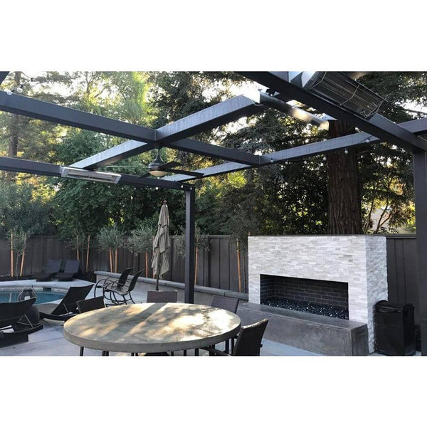 Infratech WD Series 33" wall mounted in outdoor patio - close-up view