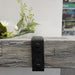 lexington hearth bracket trim on weathered grey mantel