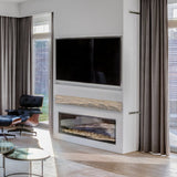 Lexington Hearth Cabin Pine Pale Honey Mantel Shelf in an office space