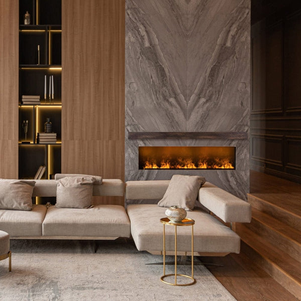 Lexington Hearth Flat Sawn Beam Maduro Mantel in a modern glam living space