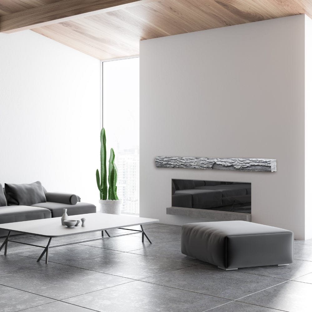 Lexington Hearth Half-Round Sleeper Faux Wood Mantel Shelf in a minimalist space