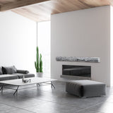 Lexington Hearth Half-Round Sleeper Faux Wood Mantel Shelf in a minimalist space