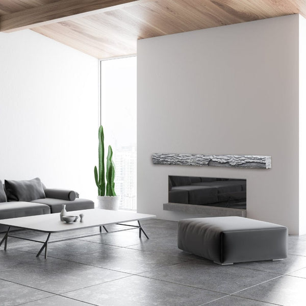 Lexington Hearth Half-Round Sleeper Faux Wood Mantel Shelf in a minimalist space
