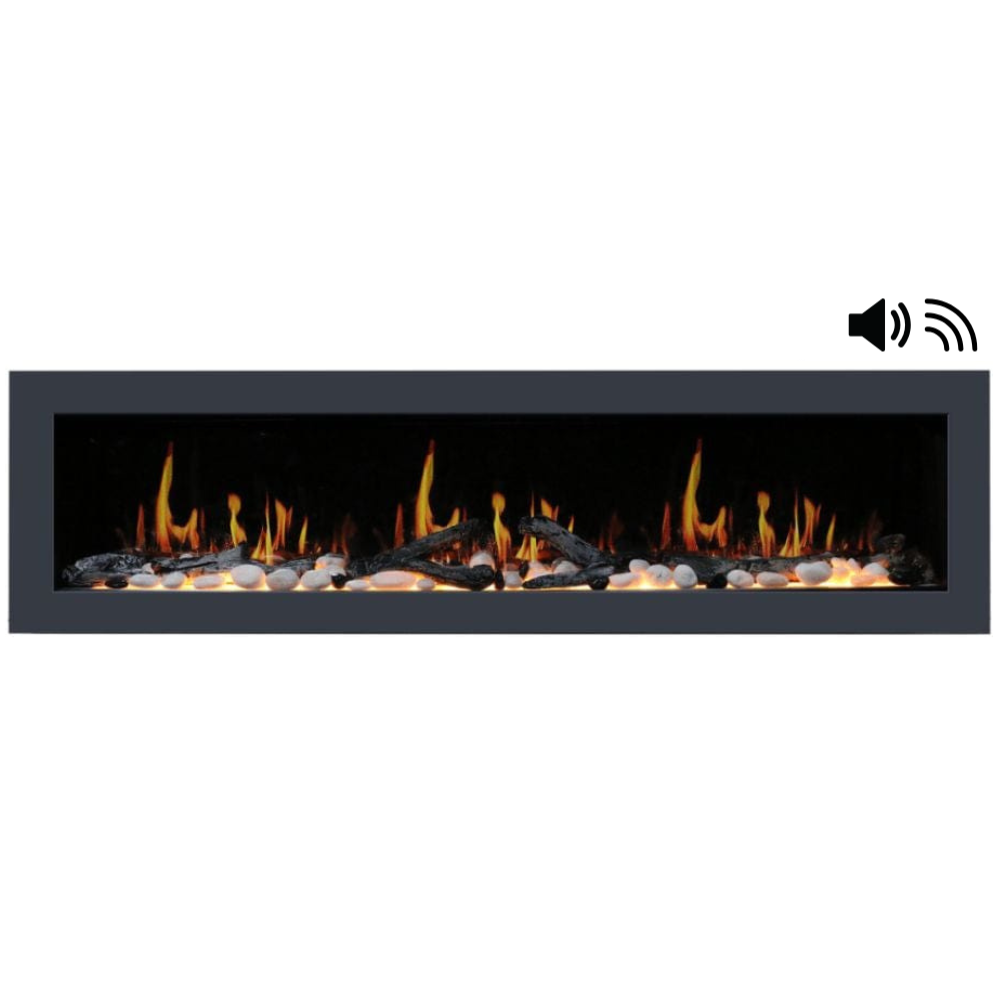 Litedeer Homes Latitude II Flush Mounted Smart Electric Fireplace with 3-Inch Trim 