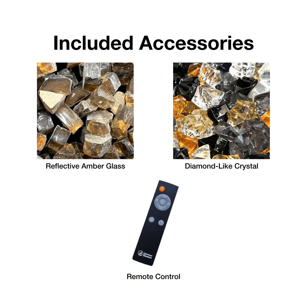 Included Accessories - Reflective Amber Glass, Diamond-Like Crystal, and Remote Control