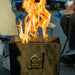 Live Outdoor Firestorm Series I Portable Propane Fire Pit with the full burner on.