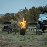 Using the Live Outdoor Firestorm Series I Portable Propane Fire Pit at the campsite.
