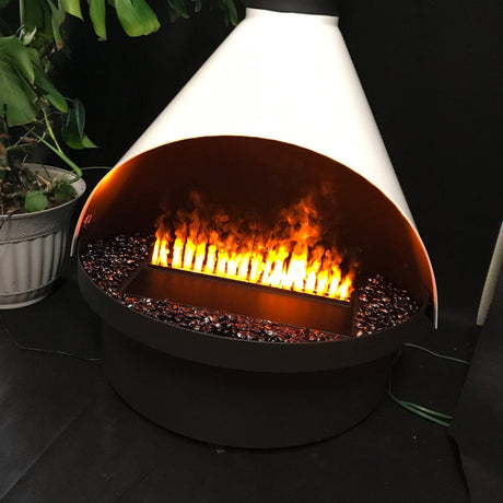 Malm Zircon Aquafire 34-Inch Freestanding Electric Fireplace at a tradeshow