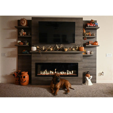 Modern Flames Allwood Fireplace Wall System for Orion Slim Electric Fireplace with Halloween Decor