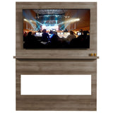 weathered walnut wall system with no fireplace