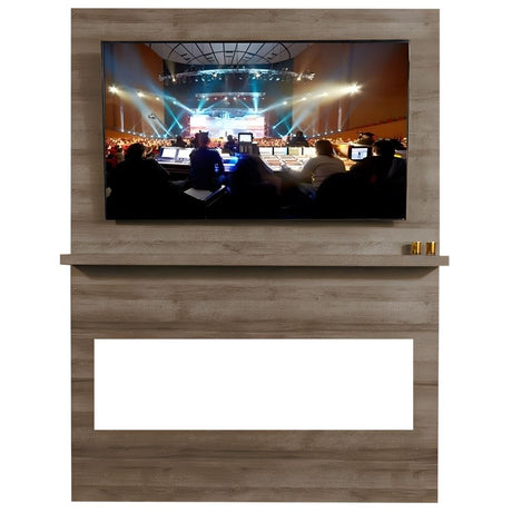 weathered walnut wall system with no fireplace